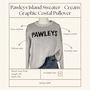 Pawleys Island Cream Graphic Coastal Sweater – Size XL